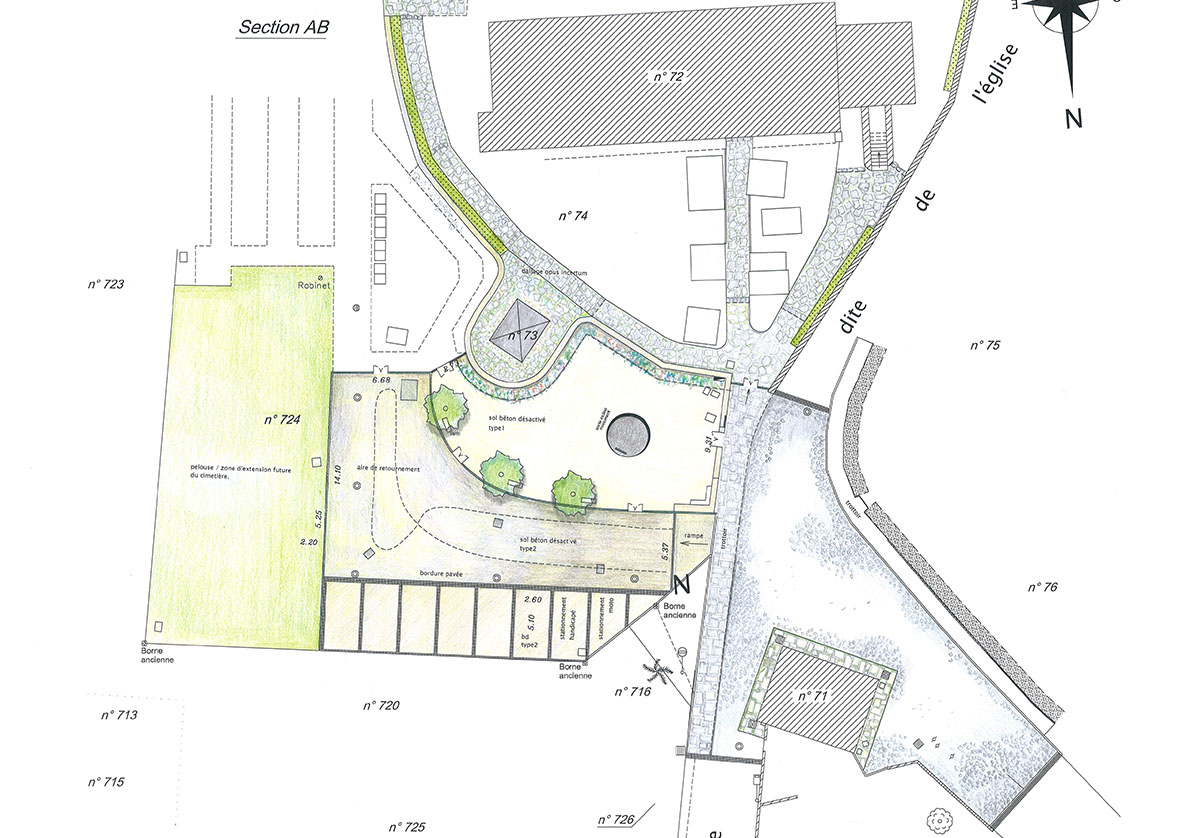 plan amenagement extérieur installation monument aux morts
